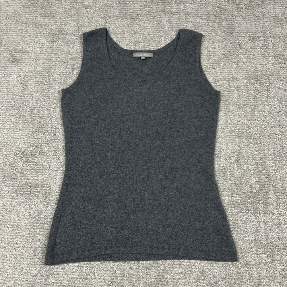Neiman Marcus Sweater Womens Medium Gray 100% Cashmere Sleeveless Vest Tank
